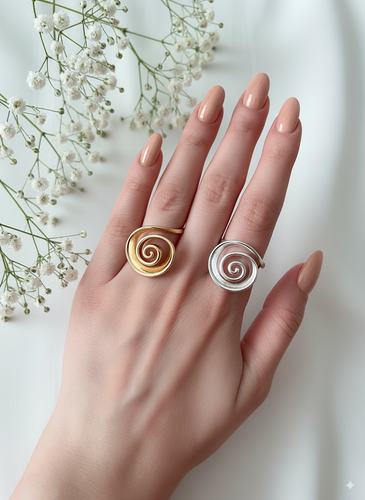 انگشتر مدل مارپیچ جنس برنج و آبکاری رودیوم